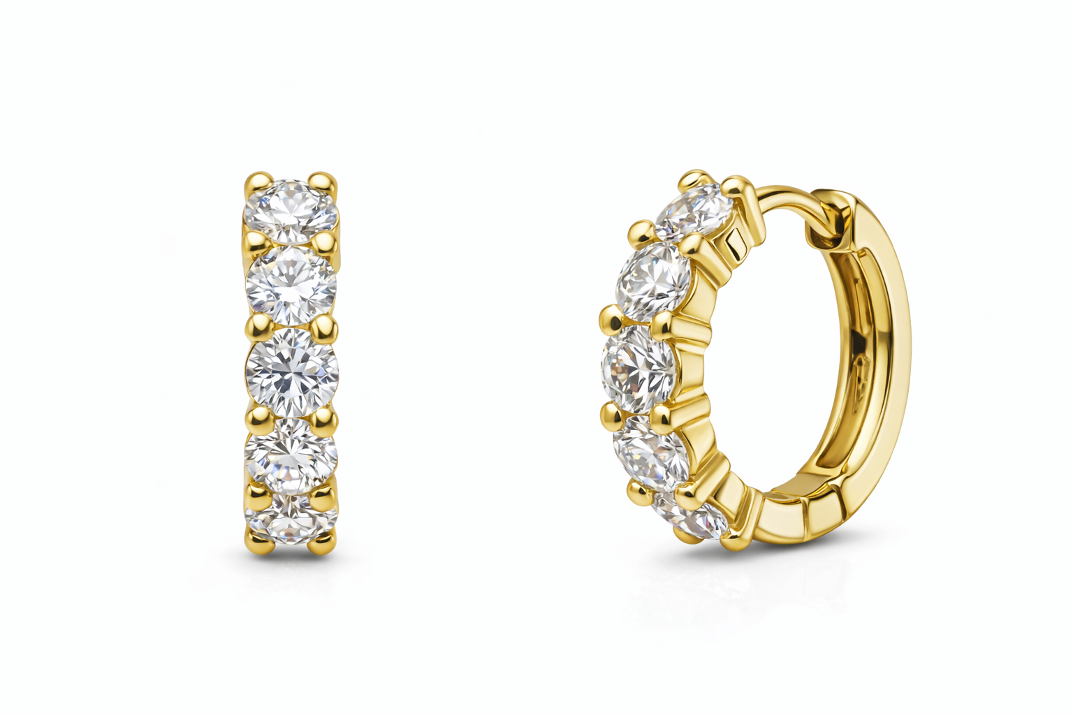 18kt Lola Prong Diamond Hoop Earring