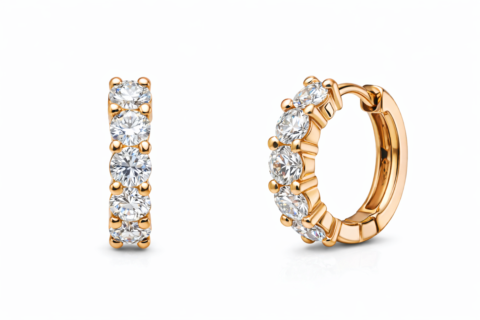 18kt Lola Prong Diamond Hoop Earring