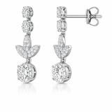 18kt Floral Drop Invisible Diamond Earrings