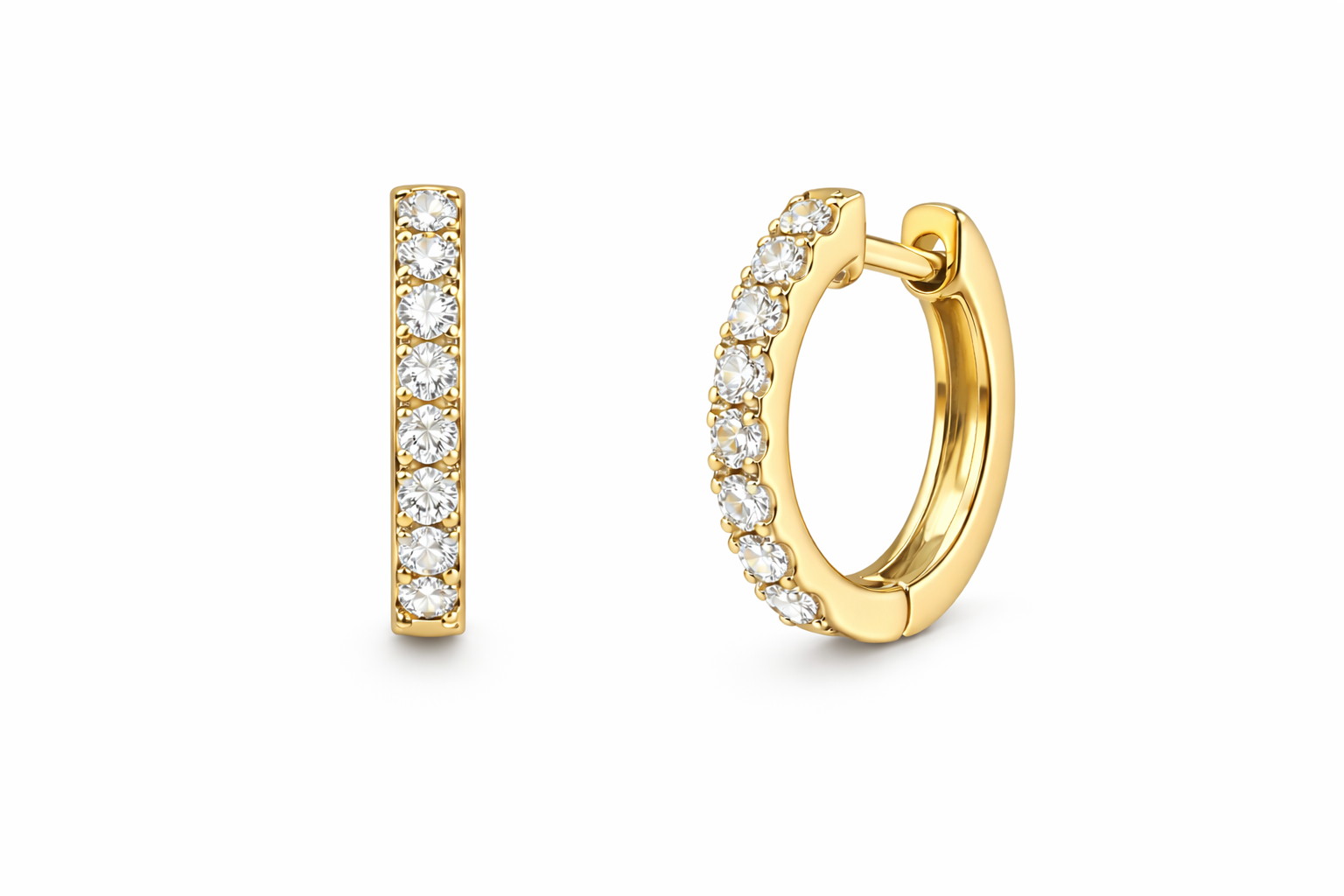 18kt Classic Huggie Hoop Diamond Earrings
