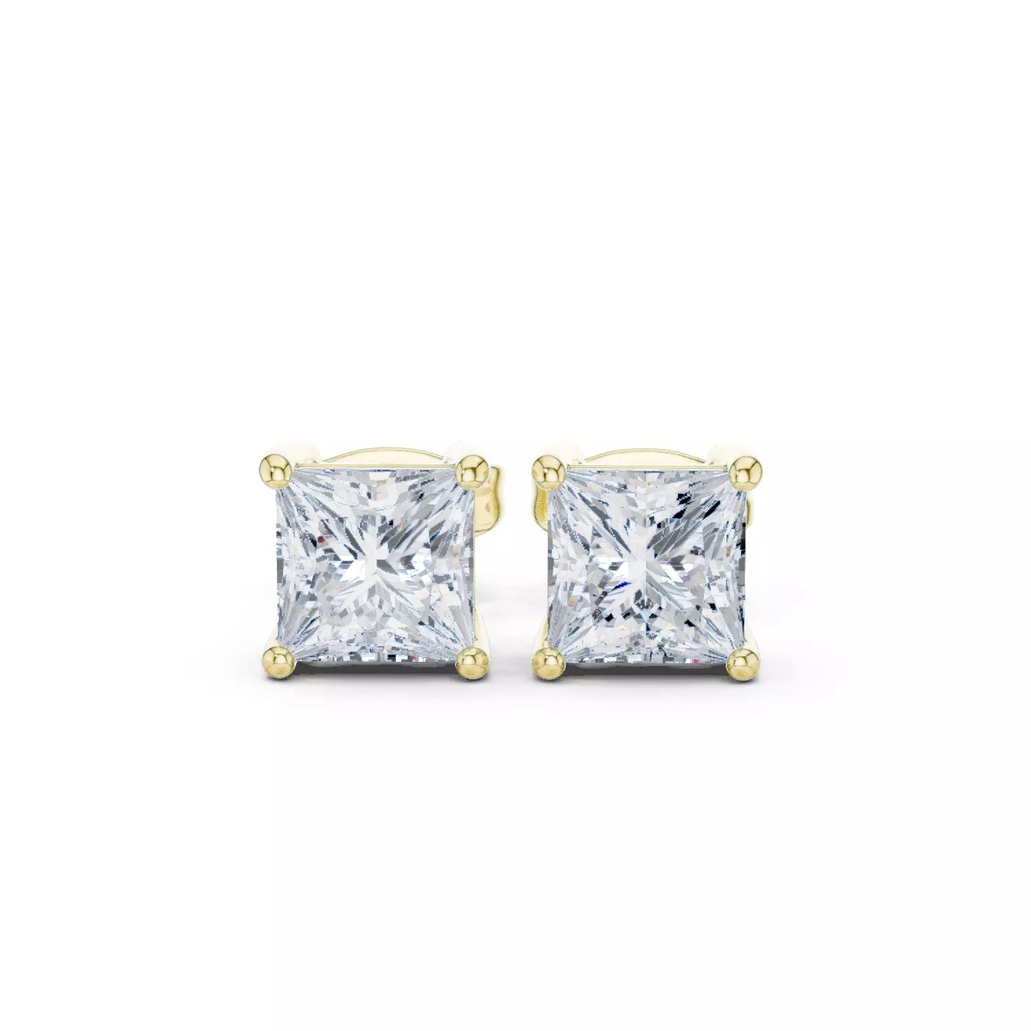 18kt Four-Prong Princess Diamond Stud Earrings