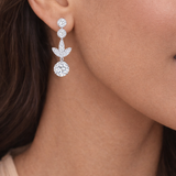 18kt Floral Drop Invisible Diamond Earrings