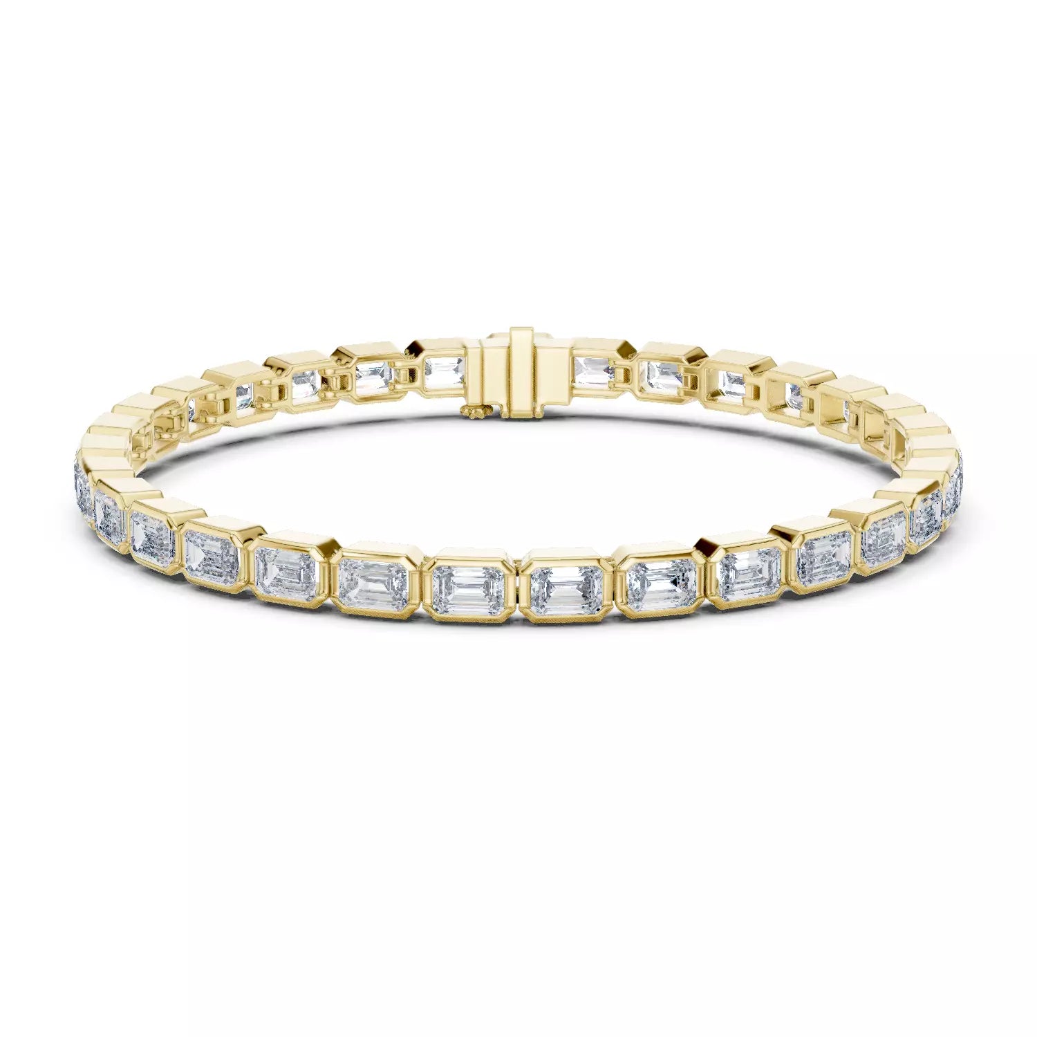 18kt Bezel Emerald Diamond Tennis Bracelet