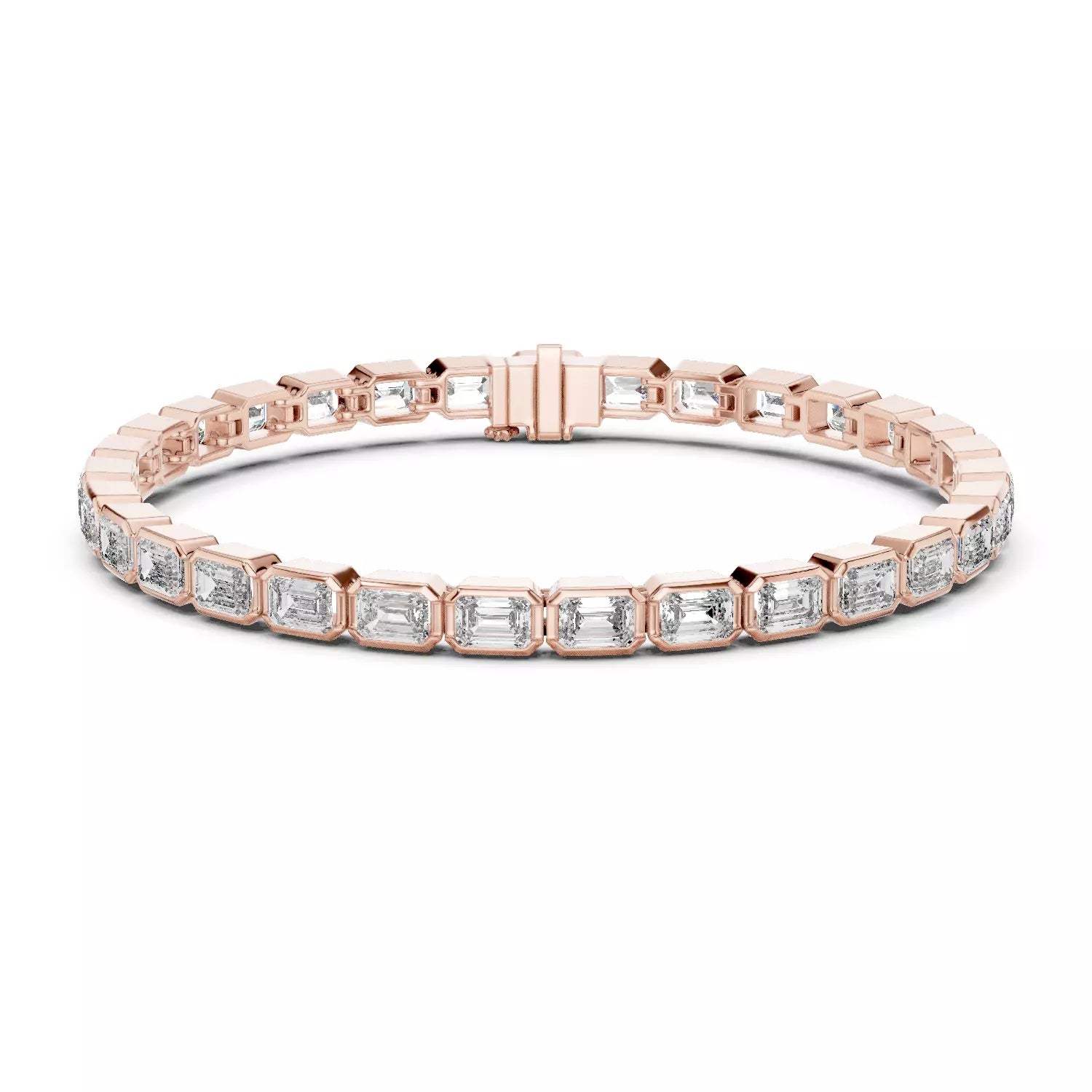 18kt Bezel Emerald Diamond Tennis Bracelet