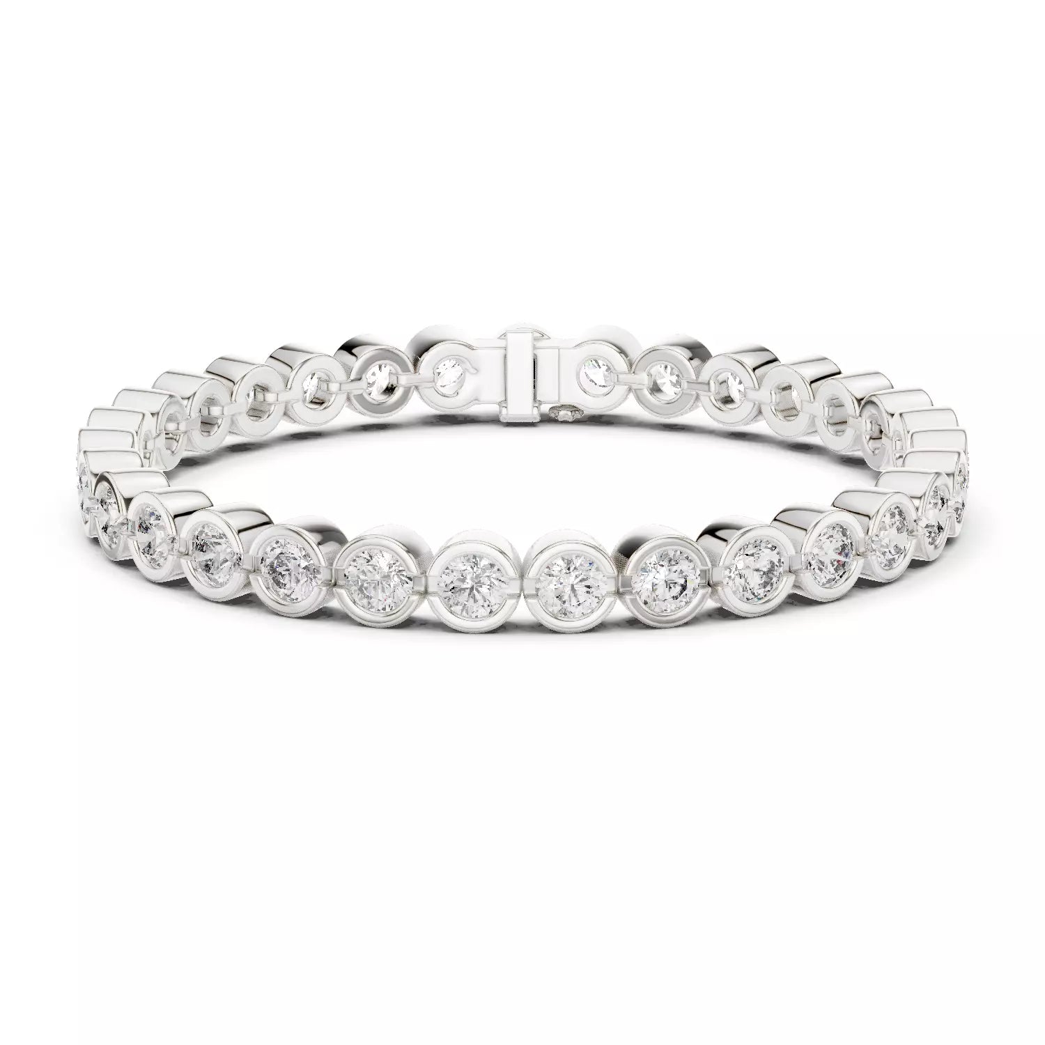 18kt Bezel Emerald Diamond Tennis Bracelet
