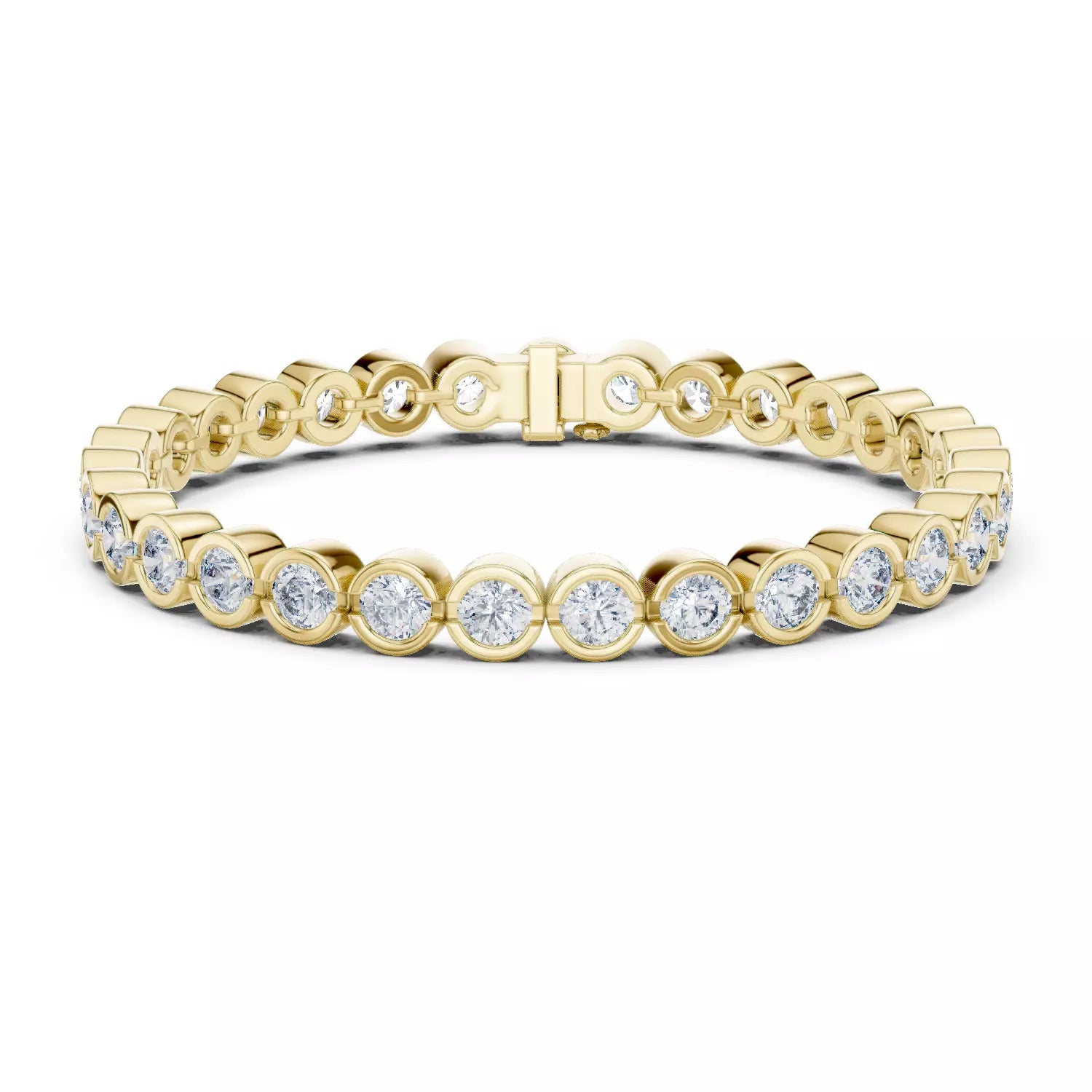 18kt Bezel Emerald Diamond Tennis Bracelet