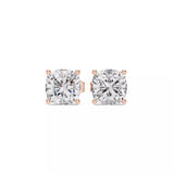 18kt Four-Prong Cushion Diamond Stud Earring
