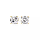 18kt Four-Prong Cushion Diamond Stud Earring