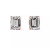 18kt Four-Prong Emerald Diamond Stud Earrings