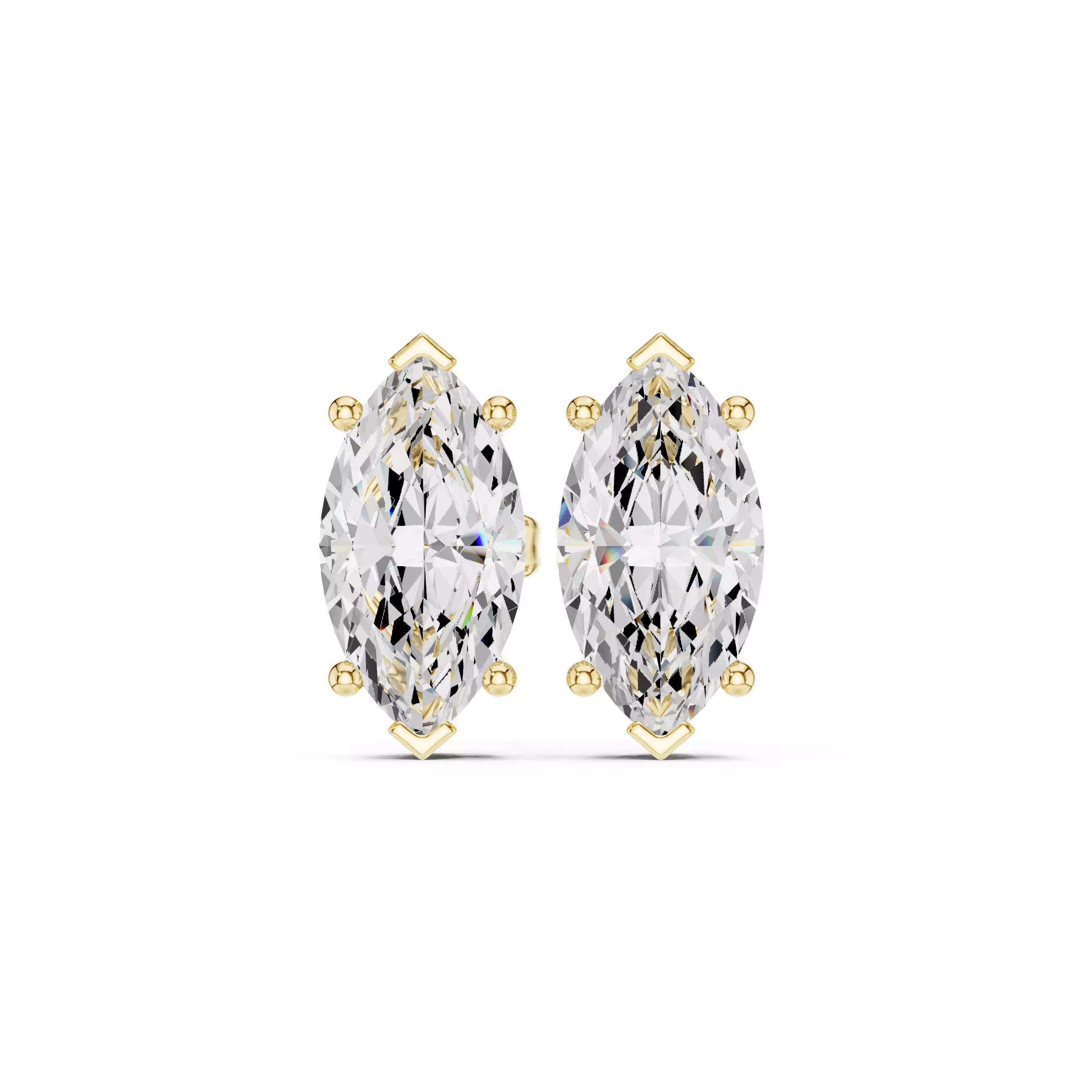 18kt Four-Prong Marquise Diamond Stud Earring