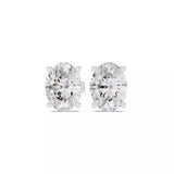 18kt Four-Prong Oval Diamond Stud Earring