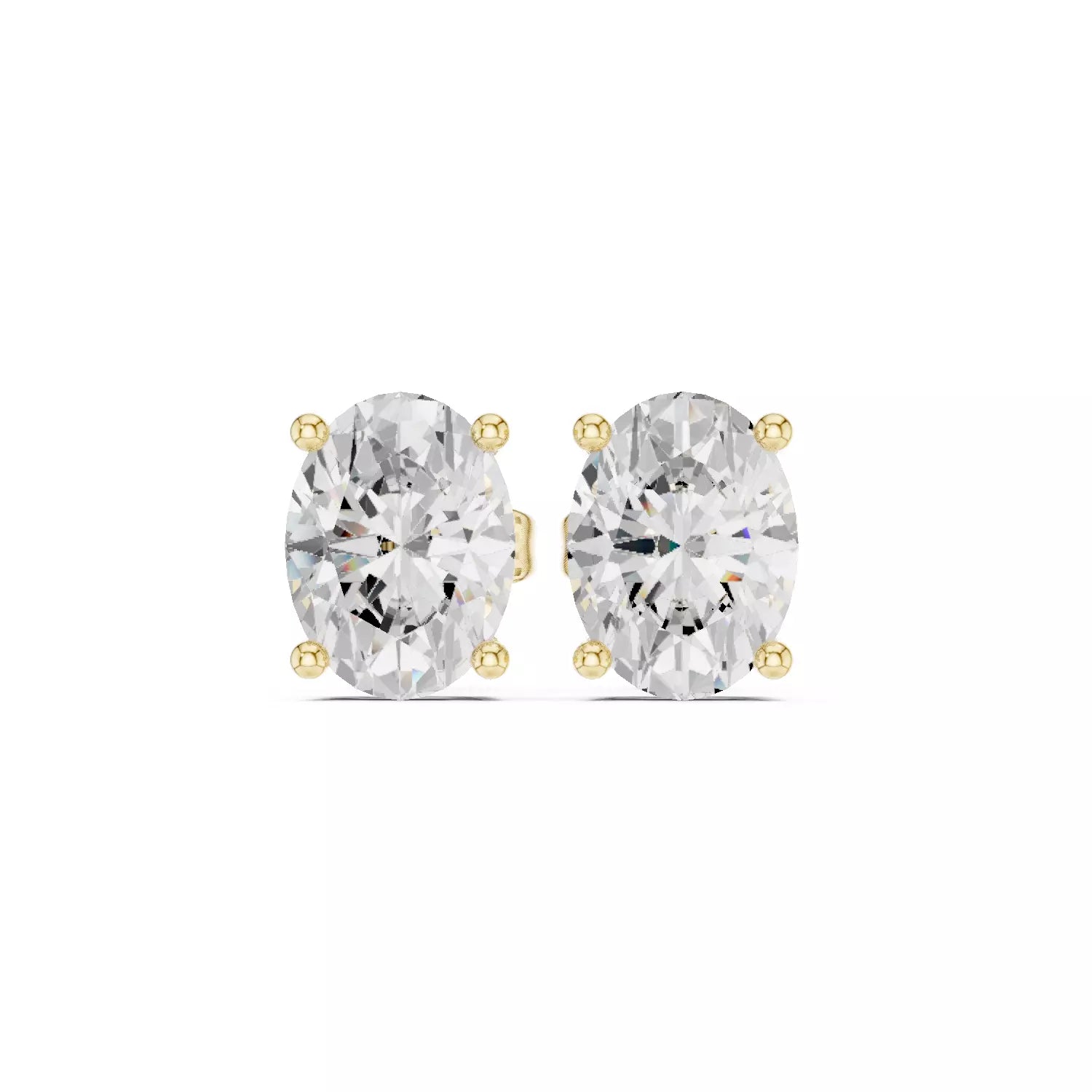 18kt Four-Prong Oval Diamond Stud Earring