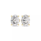 18kt Four-Prong Oval Diamond Stud Earring