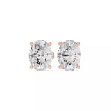 18kt Four-Prong Oval Diamond Stud Earring
