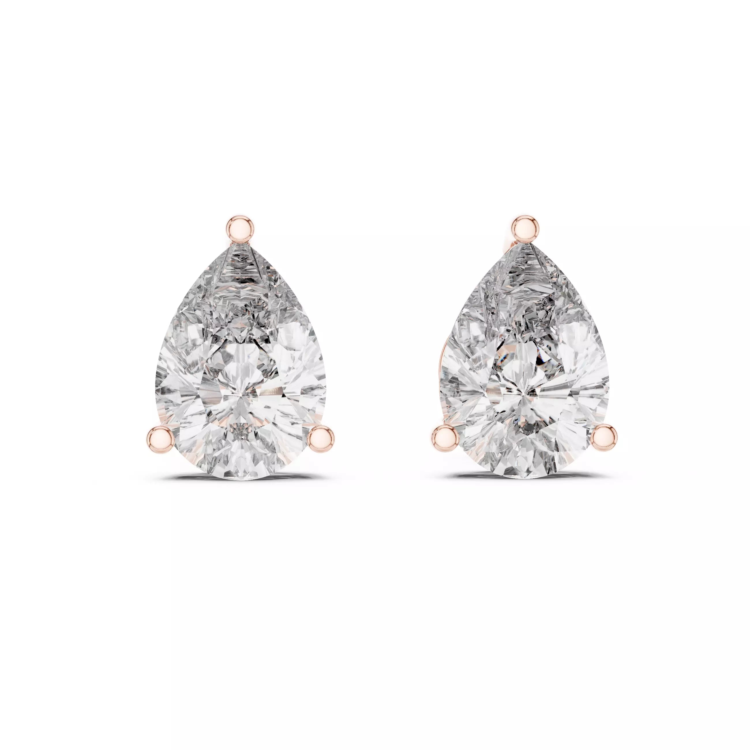 18kt Four-Prong Pear Diamond Stud Earring