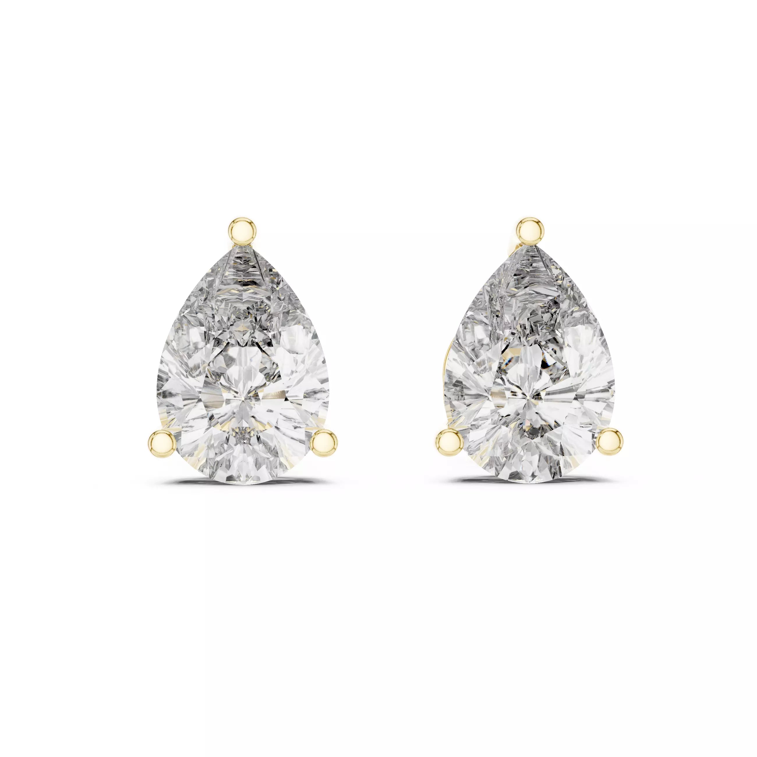 18kt Four-Prong Pear Diamond Stud Earring