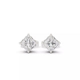 18kt Flower Setting Princess Diamond Stud Earrings