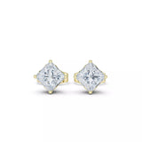 18kt Flower Setting Princess Diamond Stud Earrings
