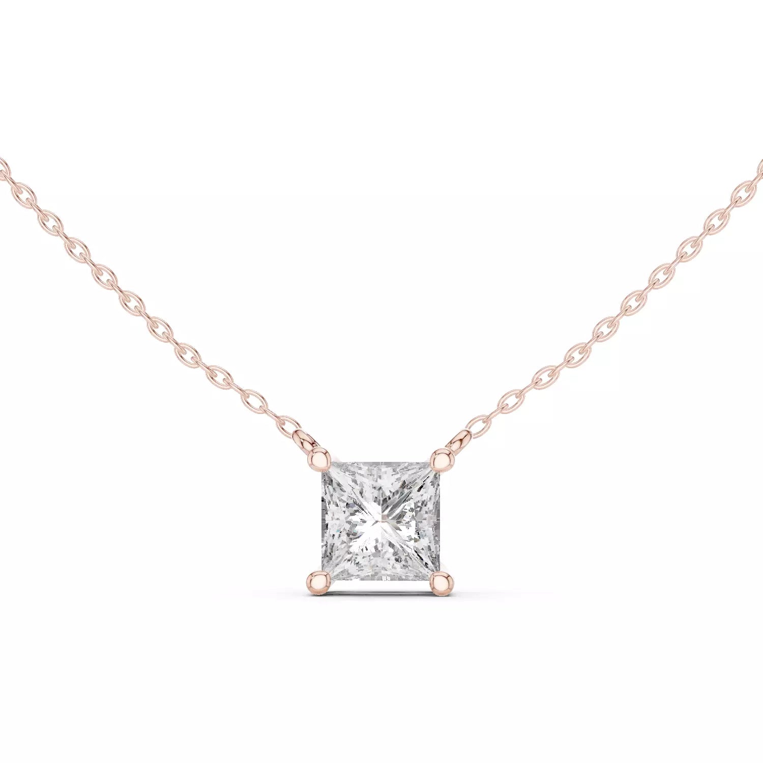 18kt Perfect Solitaire Princess Diamond Pendant