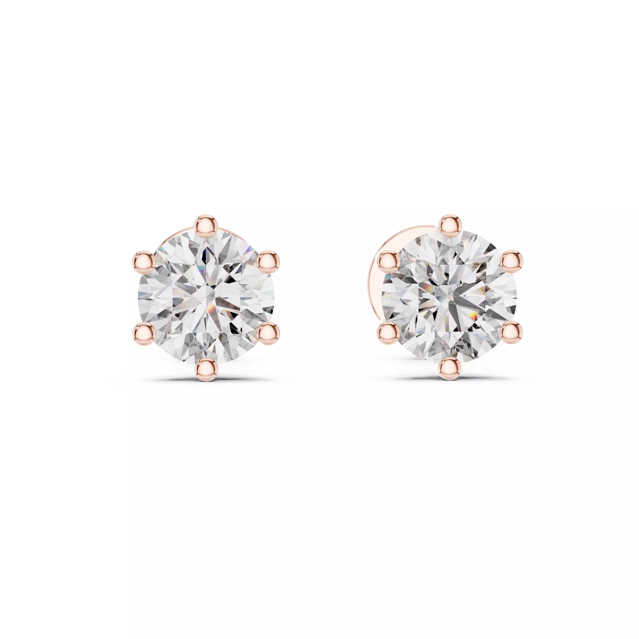 18kt Six-Prong Martini Round Diamond Stud Earrings
